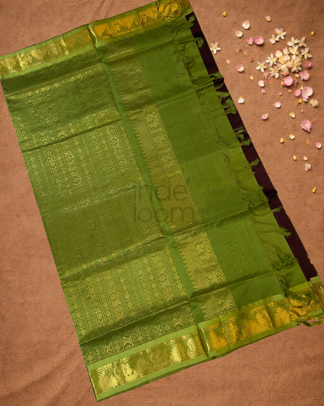Handloom Korvai Silk Cotton Saree  |  Berry Pink