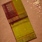 Handloom Korvai Silk Cotton Saree  |  Lime Green