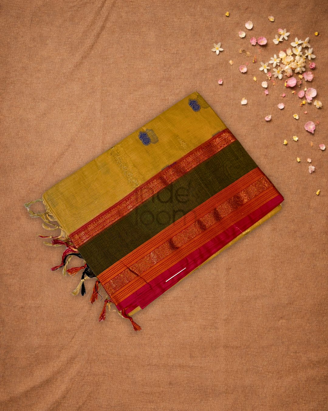 Chettinad Cottton Saree With Cream