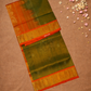 Handloom Korvai Silk Cotton Saree  |  Moss Green