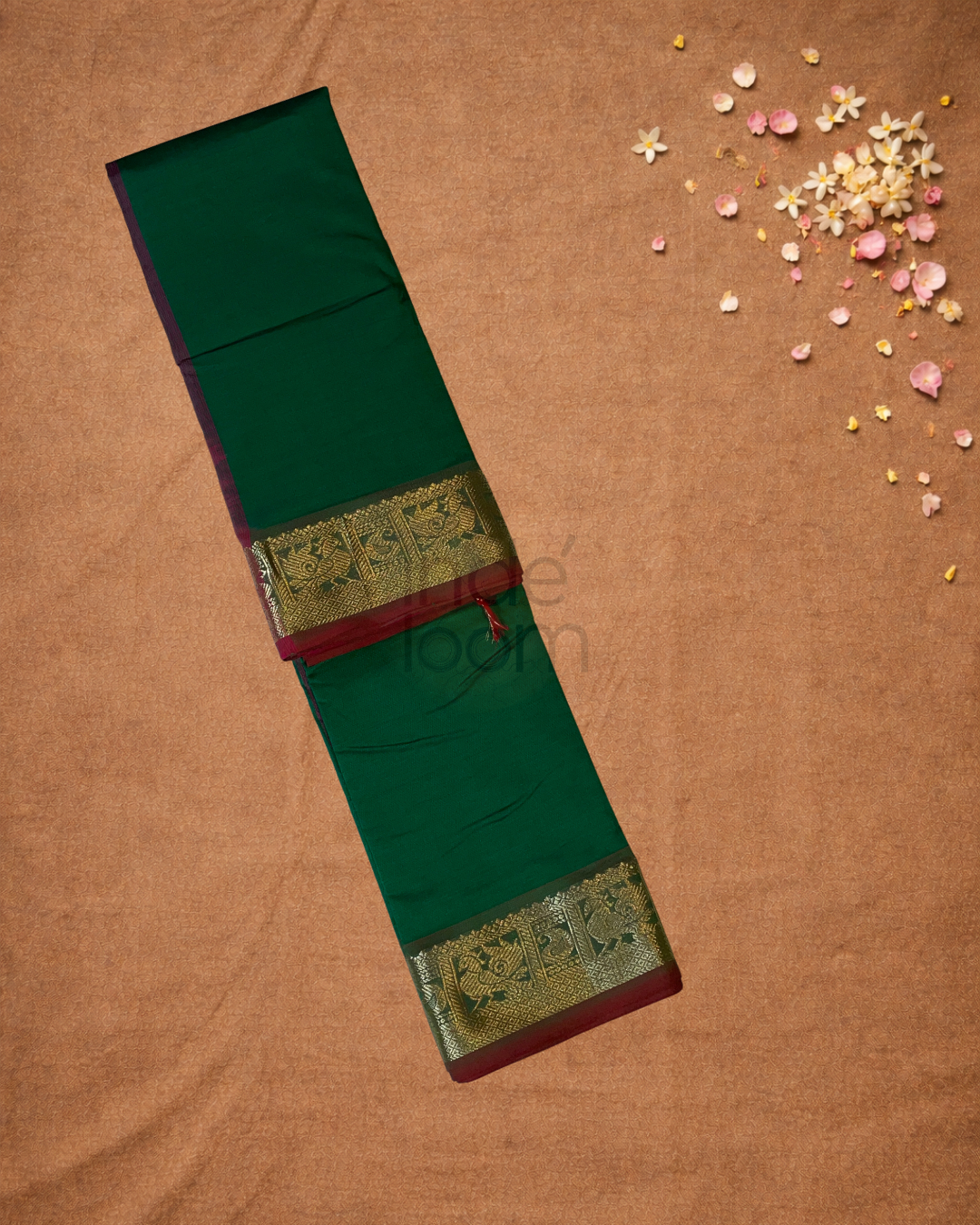 Pure Handloom Korvai Saree | Pine Green