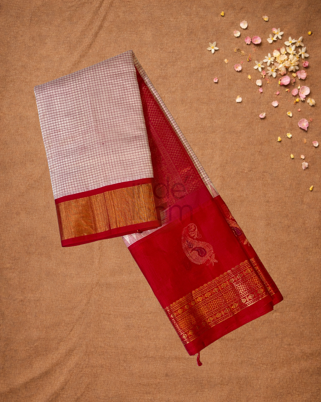 Pure Handloom Korvai Saree | Apple Red