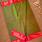 Chettinad Cottton Saree With Olive green with pink border