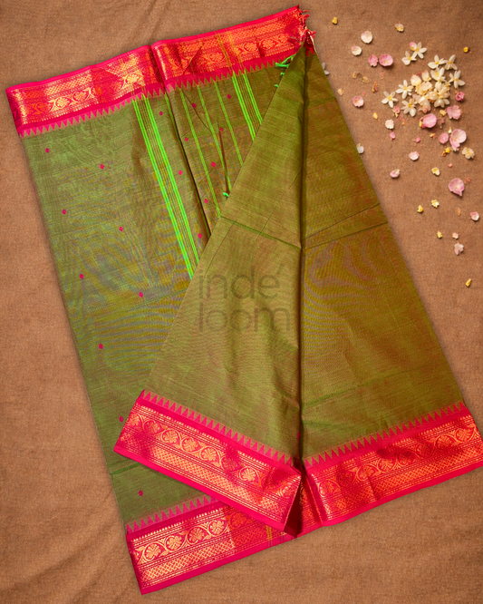 Chettinad Cotton Saree  |  Olive Green