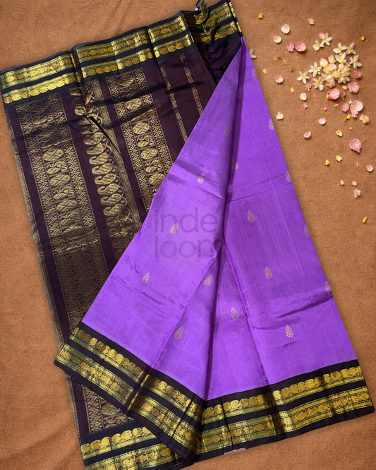 Handloom Korvai Silk Cotton Saree  |  Amethyst Purple