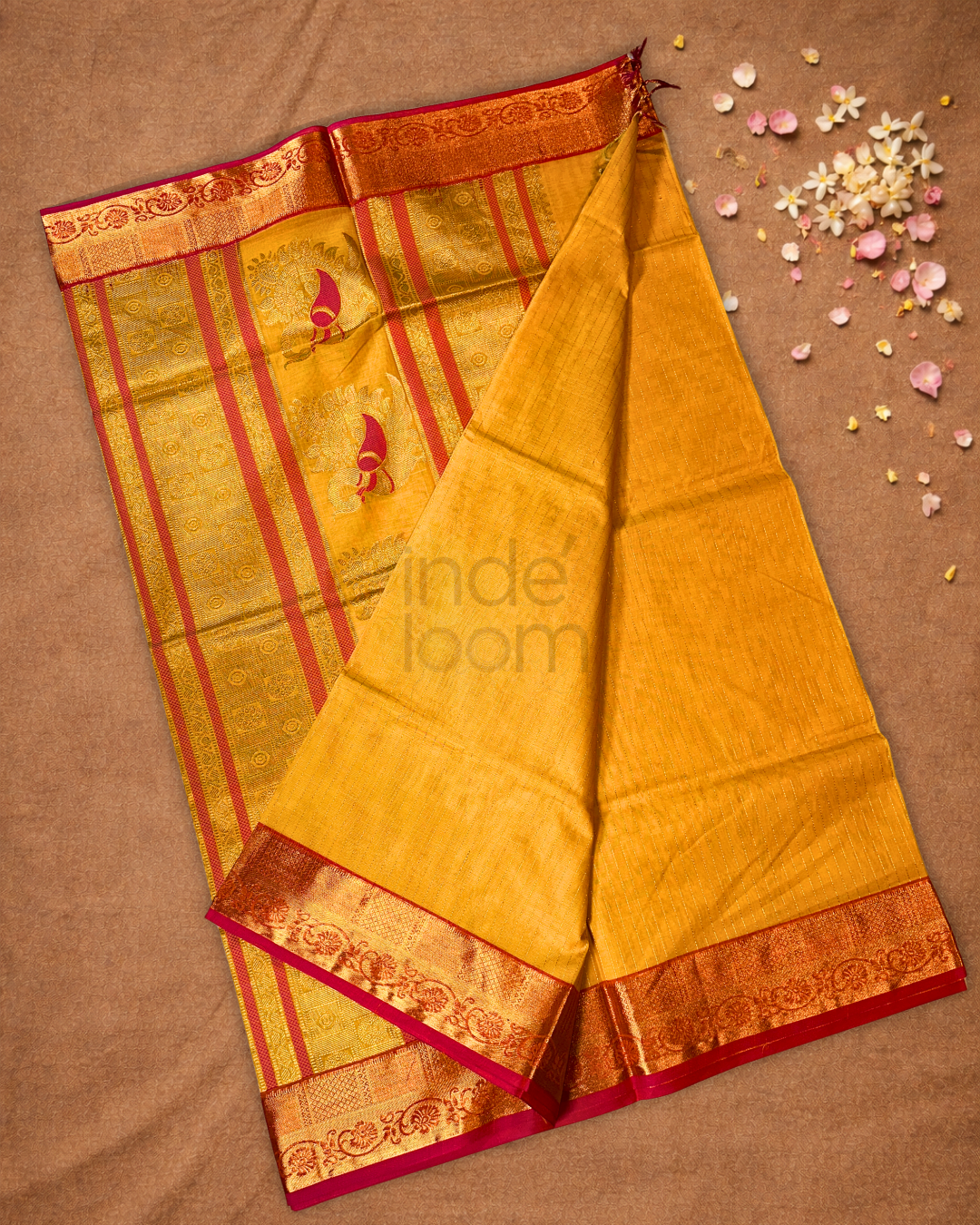 Chettinad Cottton Saree With Yellow with gold checks