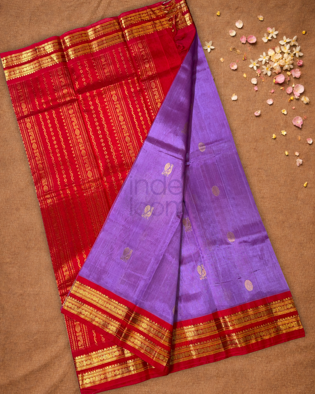 Handloom Korvai Silk Cotton Saree  |  Violet Purple