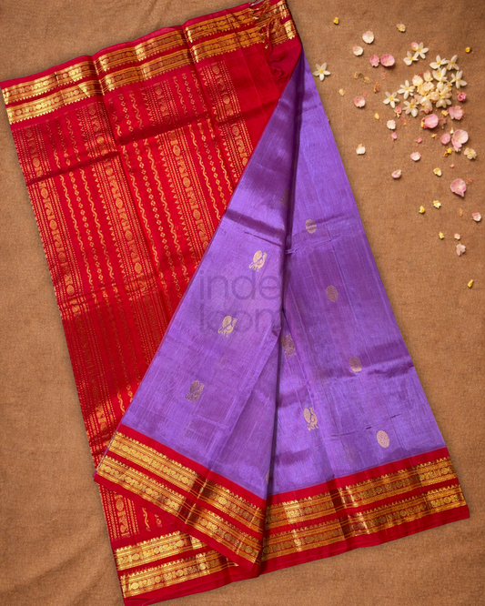 Pure Handloom Korvai Saree | Bright Purple