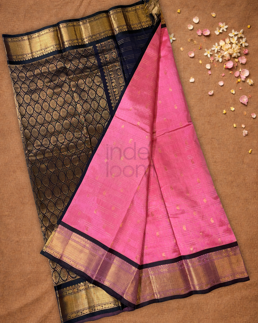 Pure Handloom Korvai Saree | Doll Pink