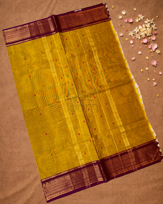 Chettinad Cotton Saree  |  Mustard Yellow