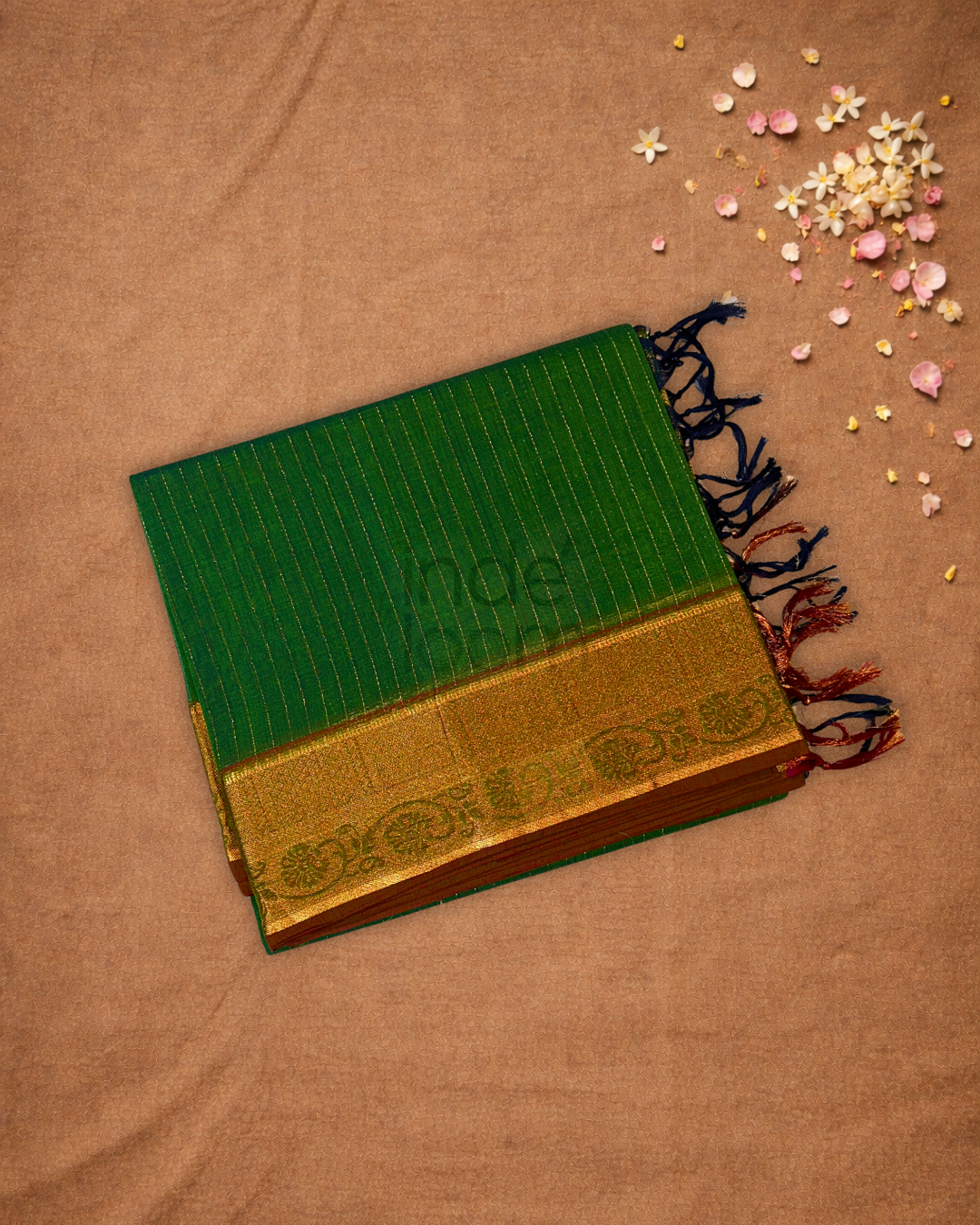 Chettinad Cottton Saree With Green stripes
