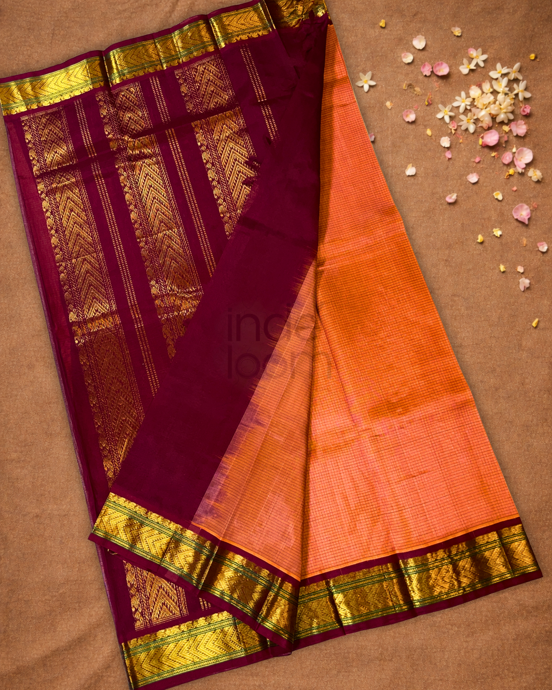 Handloom Handloom Silk Cotton Saree  |  Fire Orange