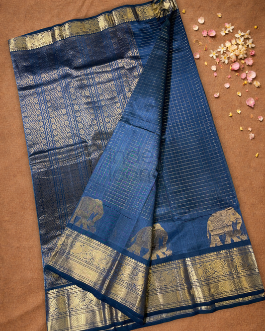 Pure Handloom Korvai Saree | stone Gray