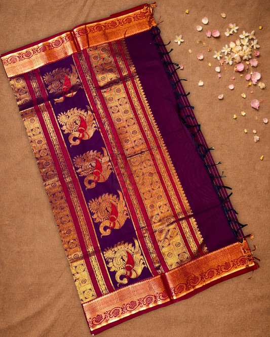 Chettinad Cotton Saree  |  Plum Purple