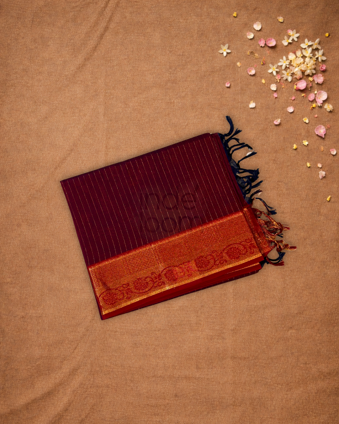 Chettinad Cottton Saree With Maroon stripes