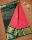 Handloom Korvai Silk Cotton Saree  |  Rose Pink