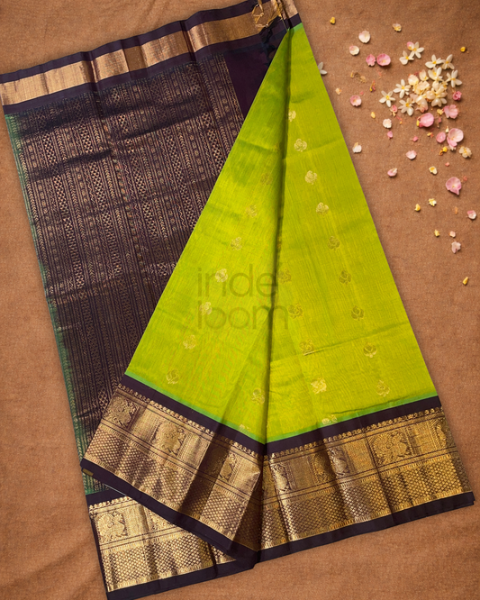 Pure Handloom Korvai Saree | Lawn Green