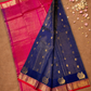 Pure Handloom Korvai Saree | Peacock Blue