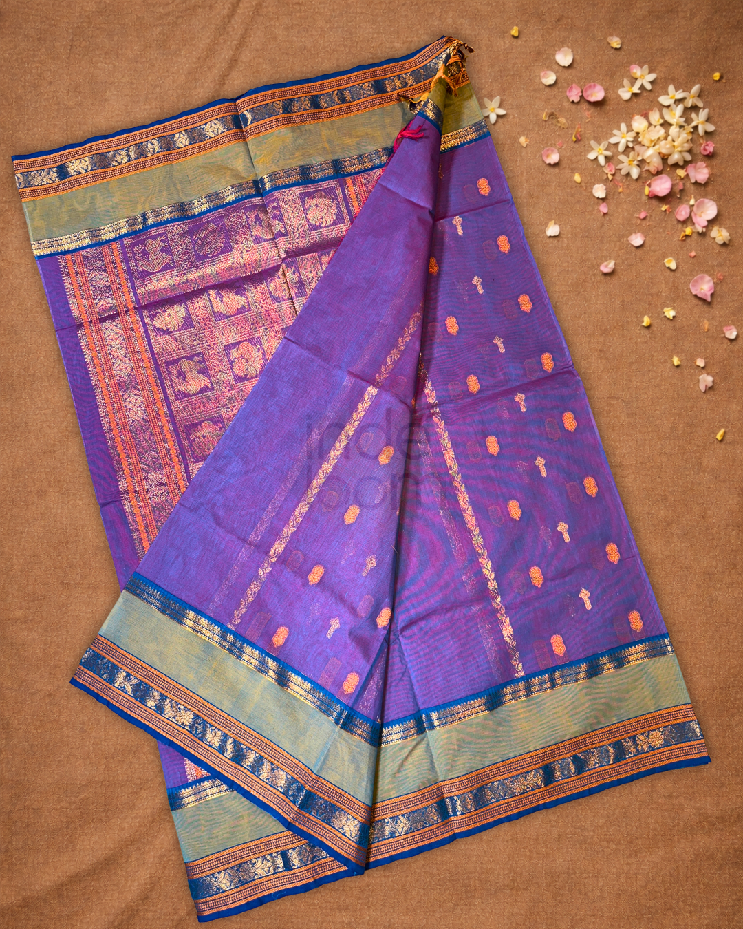 Chettinad Cottton Saree With Purple