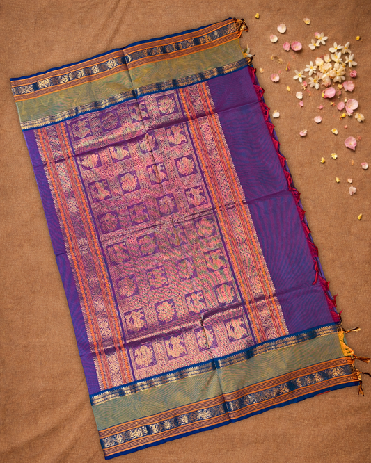 Chettinad Cottton Saree With Purple