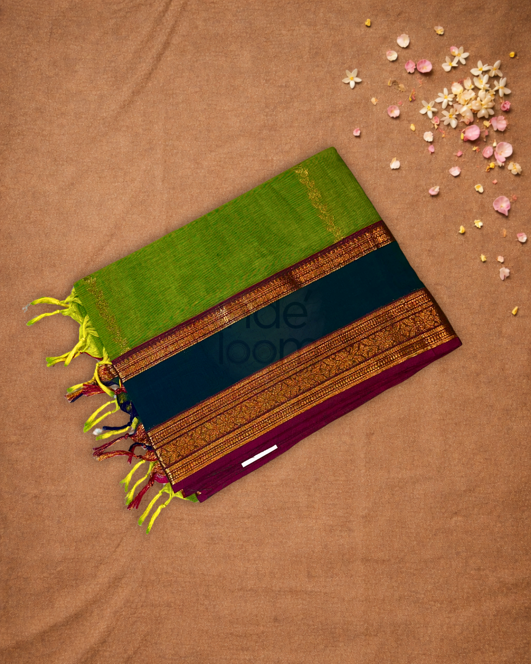 Chettinad Cottton Saree With Parrot Green