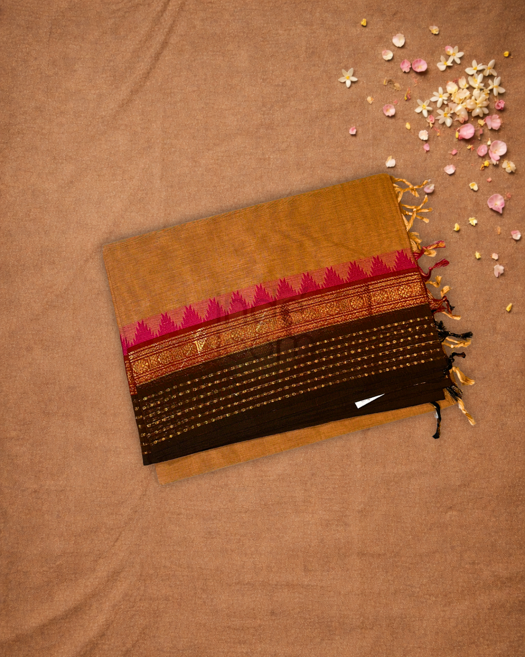 Chettinad Cottton Saree With Beige gold