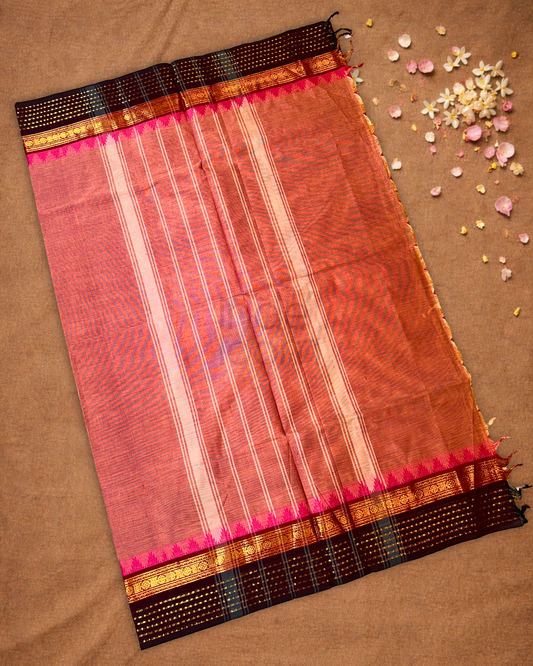 Chettinad Cotton Saree  |  Terracotta Red