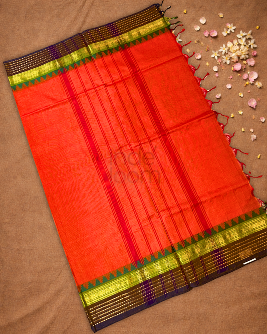 Chettinad Cotton Saree  |  Burnt Orange
