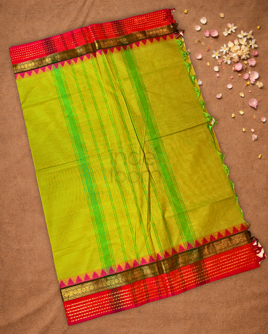 Chettinad Cotton Saree  |  Lime Green