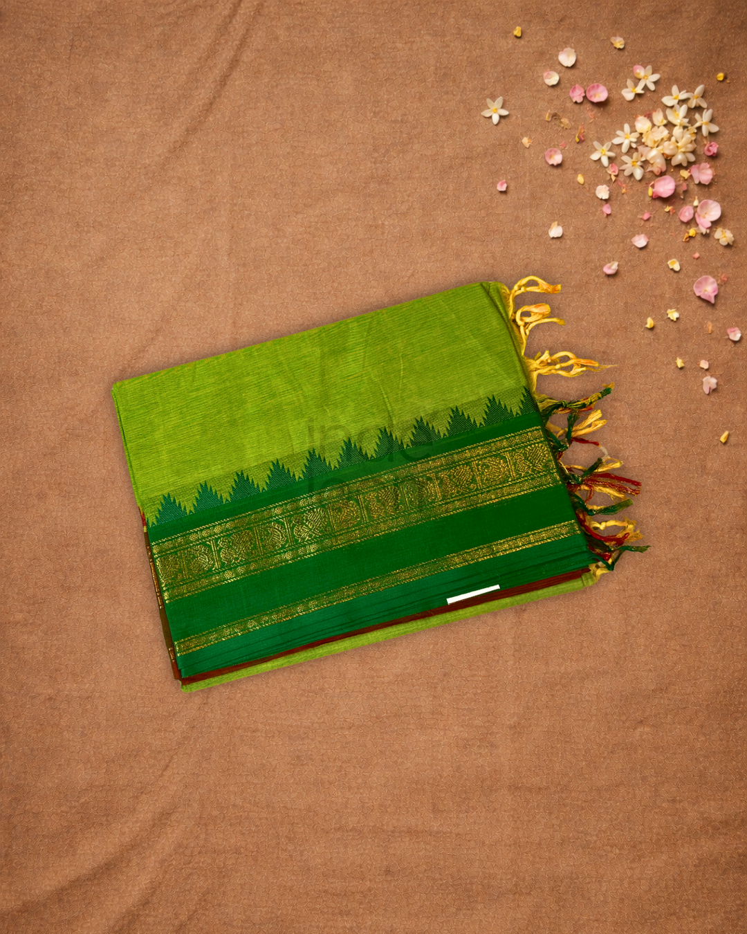 Chettinad Cottton Saree With Parrot Green