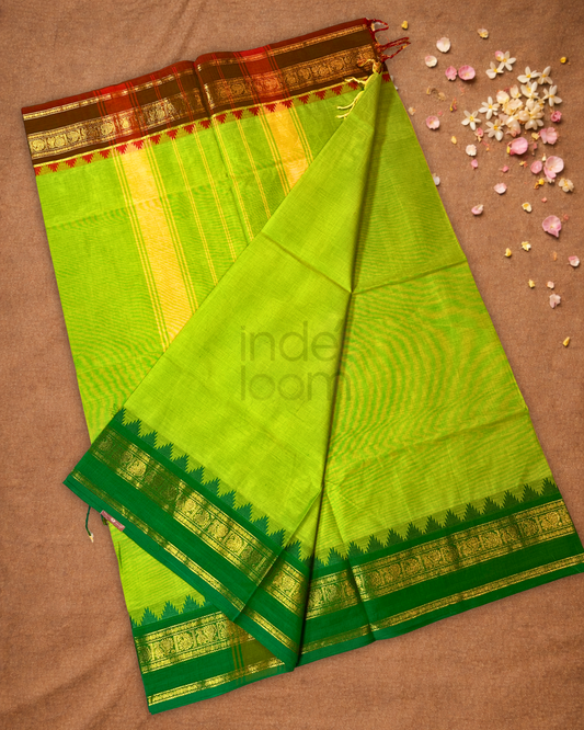 Chettinad Cotton Saree  |  Emerald Green