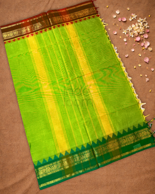 Chettinad Cotton Saree  |  Emerald Green
