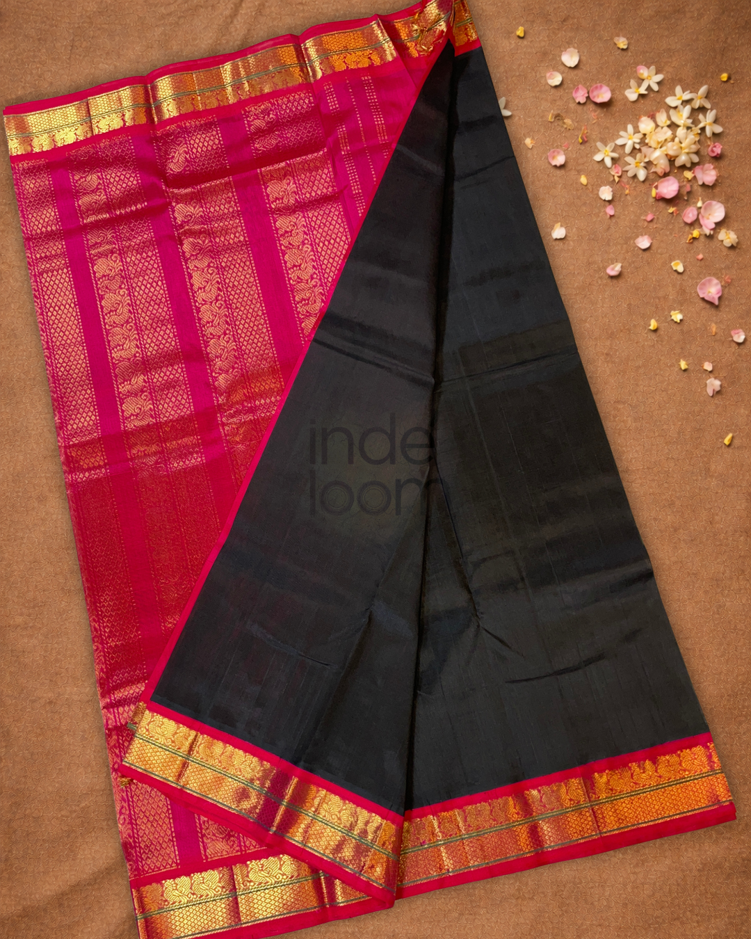 Pure Handloom Korvai Saree | True Black