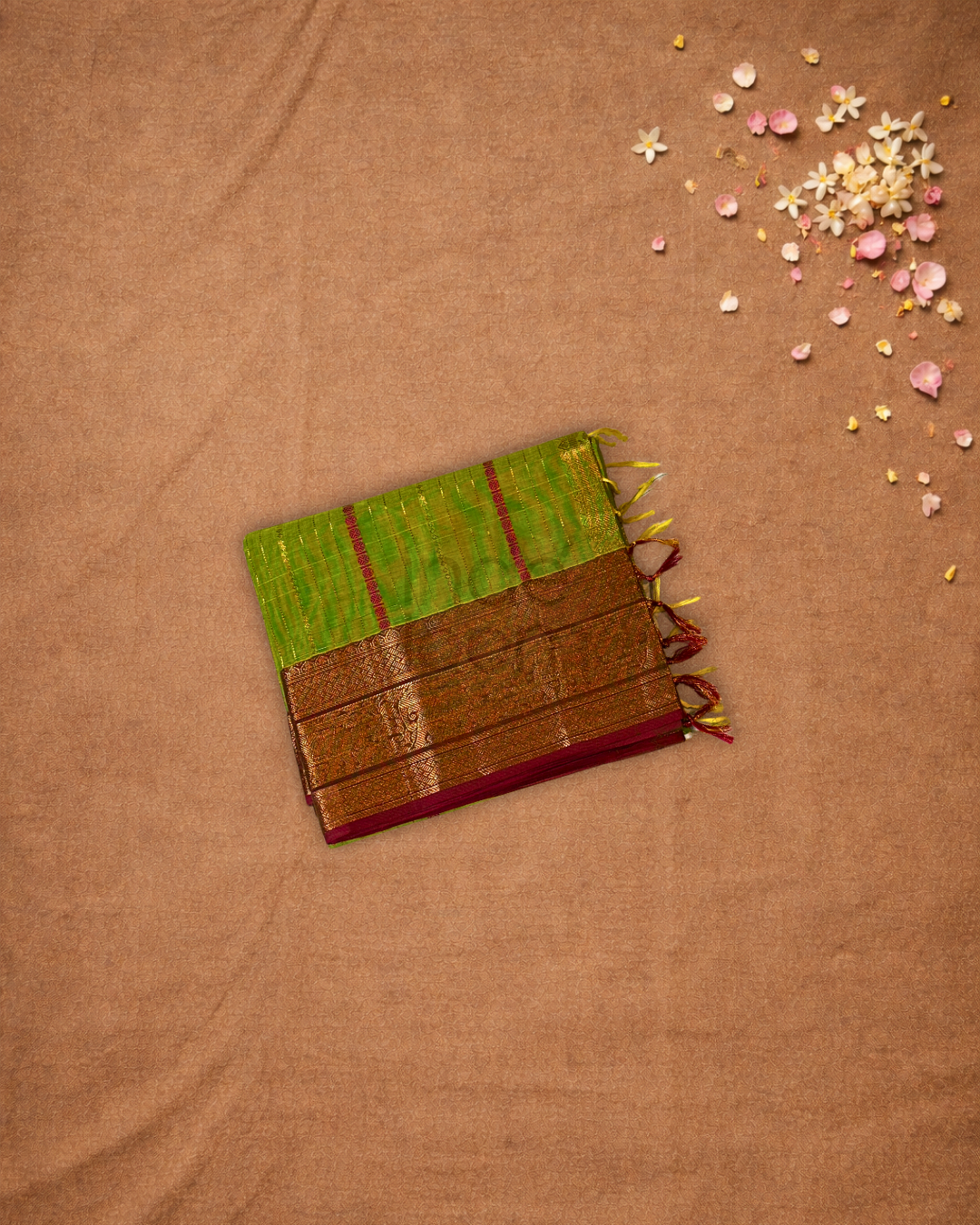 Chettinad Cottton Saree With Parrot Green