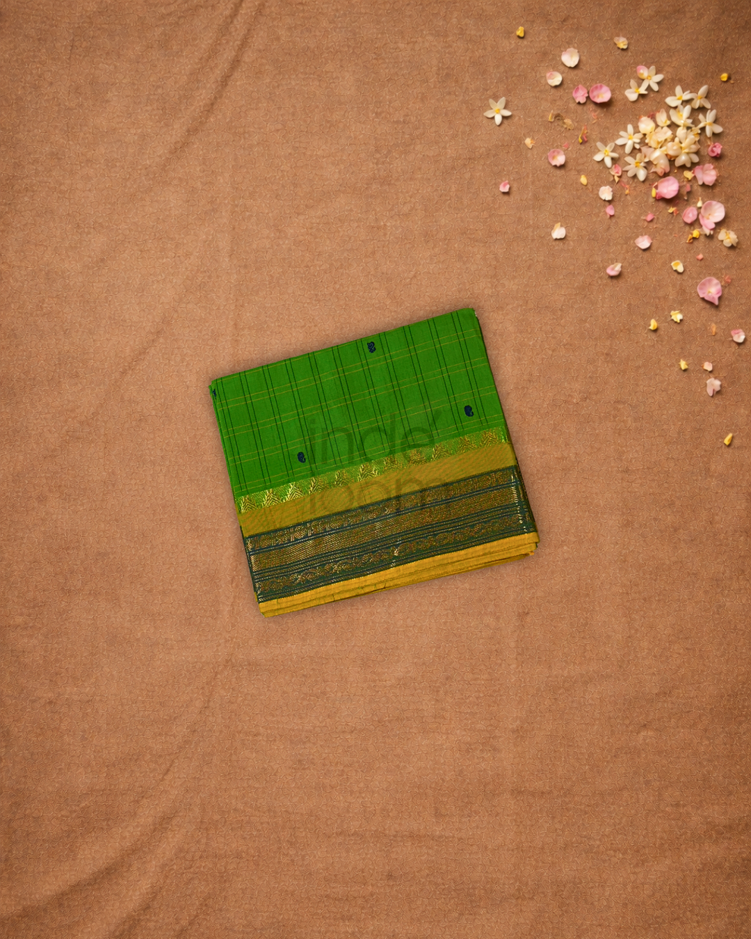 Chettinad Cottton Saree With Parrot Green