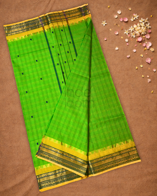 Chettinad Cotton Saree  |  Lime Green
