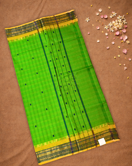 Chettinad Cotton Saree  |  Lime Green