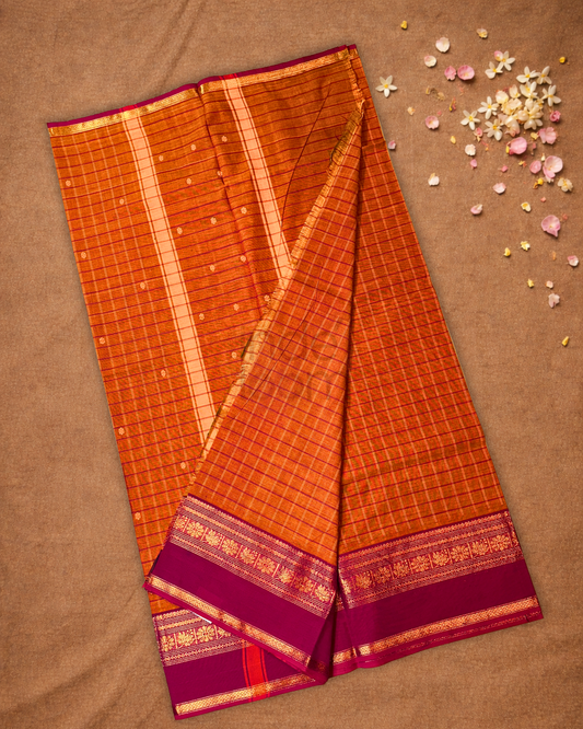 Chettinad Cotton Saree  |  Mahogany Brown