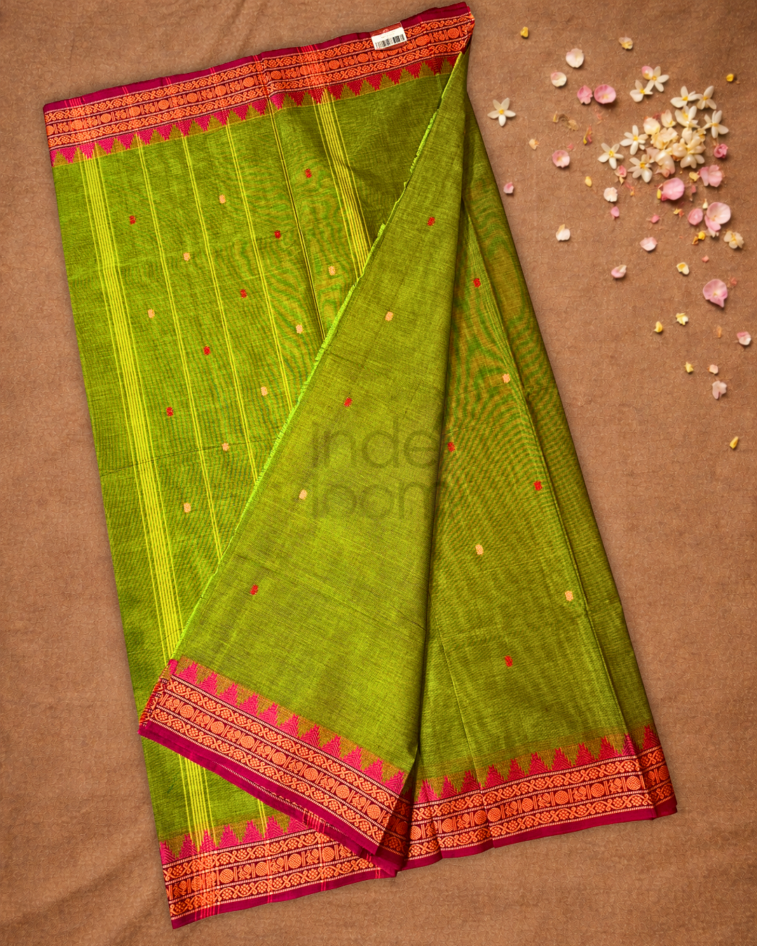 Chettinad Cottton Saree With Olive Green