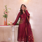 Dark Ruby | Handloom Jamdani Linen Unstitched 2-Piece Kurti