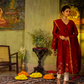 Handwoven Jamdani Linen Cotton Kurti  |  Burgundy Red