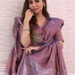 Dusty Lilac | Handloom Jamdani Linen Unstitched 2-Piece Kurti