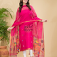 Hot Magenta | Handloom Jamdani Muslin Unstitched 2-Piece Kurti | Paithani Design