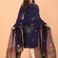 Midnight Blue Linen x Linen Jamdani 2-Piece Set Kurti & Dupatta (UNSTITCHED) - 051