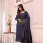 Slate Blue Grey | Handloom Jamdani Cotton Unstitched 2-Piece Kurti | Bhujodi Design