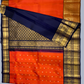 Orange Pure Handwoven Gadwal Silk Saree-201