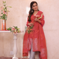 Lava Red | Handloom Jamdani Linen Unstitched 2-Piece Kurti