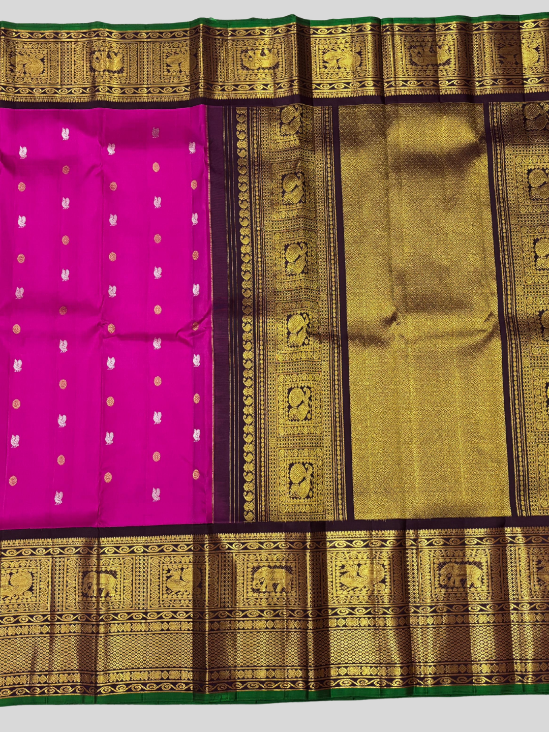 Handwoven Pure Gadwal Silk Saree  |  Magenta Pink