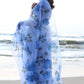 Blossom of Blue Roses-Organza Hand-painted Saree-004
