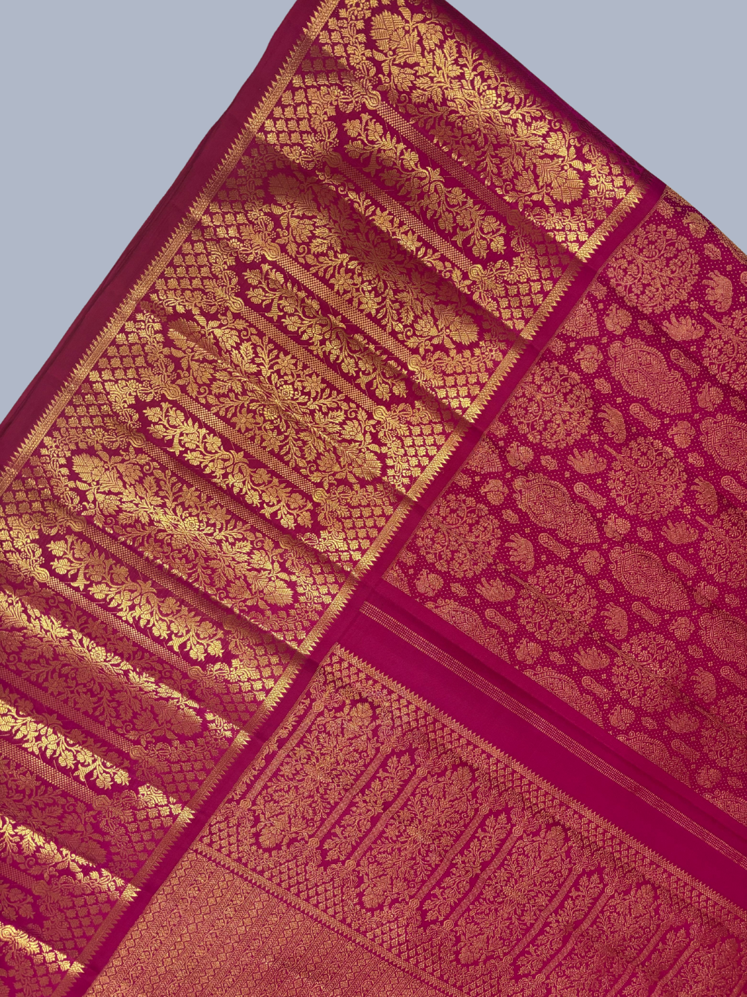 Pink Red Pure Handwoven Gadwal Silk Saree -202